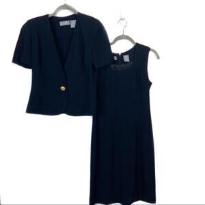 Liz Claiborne Vintage Black Dress & Jacket Set 4P